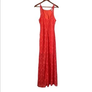 Bisou Bisou Coral Halter Style Maxi Dress